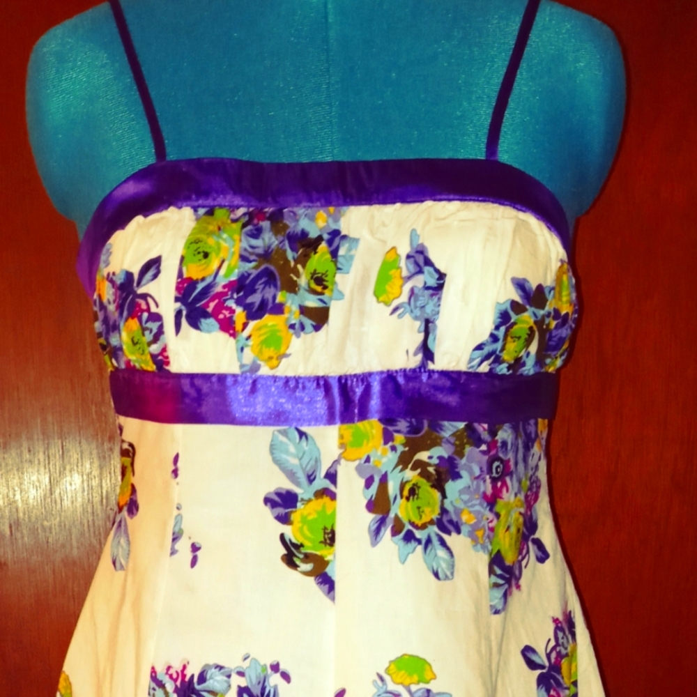 Floral purple and white sun dress
